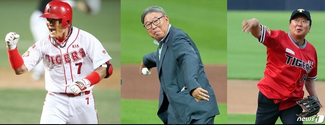 본문 이미지 - 프로야구 해태 타이거즈 전성시대를 이끌었던 3명의 주역. 왼쪽부터 이종범, 김응용 감독, 선동열. ⓒ 뉴스1 DB