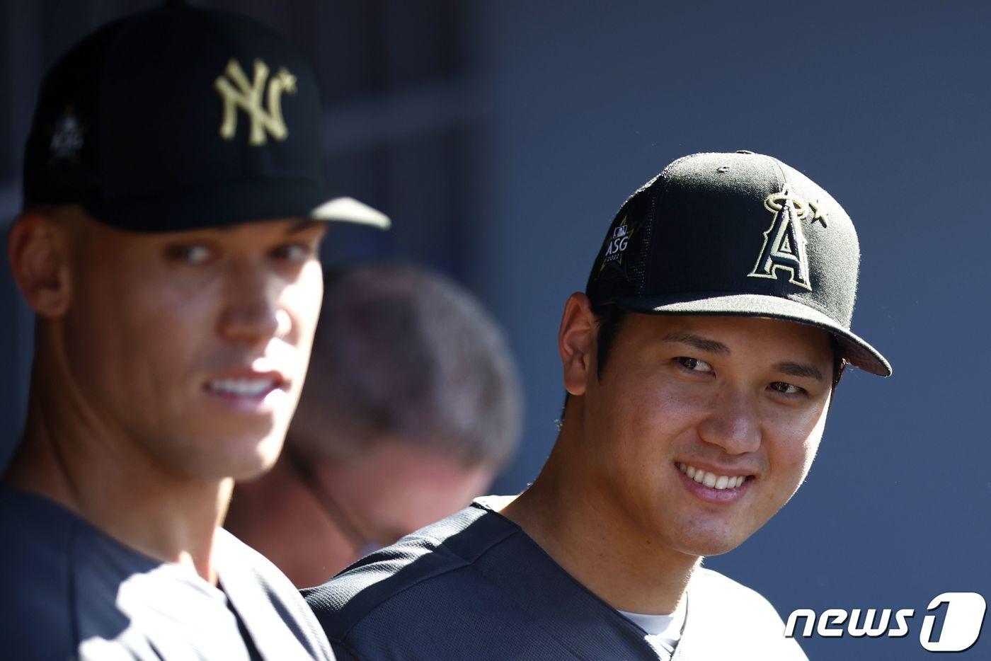 애런 저지(왼쪽)와 오타니 쇼헤이. ⓒ AFP=뉴스1