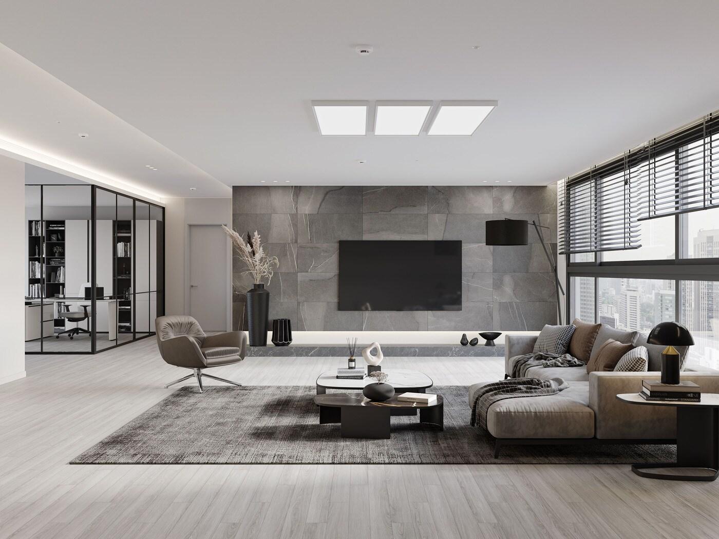 본문 이미지 - 홈씨씨 인테리어 거실 패키지 '리빙 트렌디7'(KCC글라스 제공)