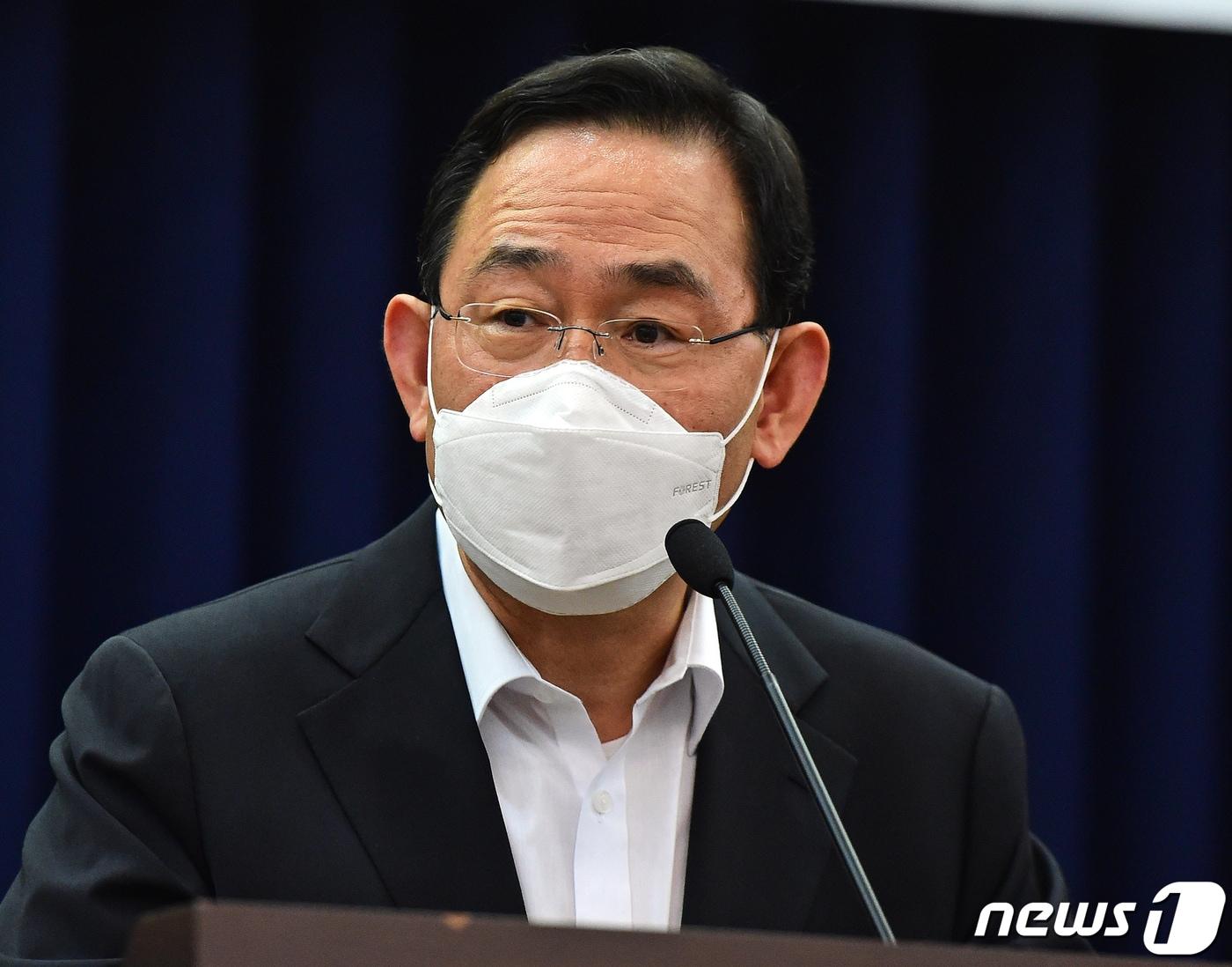 본문 이미지 - 주호영 국민의힘 비상대책위원장이 12일 국회 의원회관에서 열린 대한민국 식량주권 쌀값 대책마련 정책토론회에서 축사를 하고 있다. (공동취재) 2022.8.12/뉴스1 ⓒ News1 허경 기자