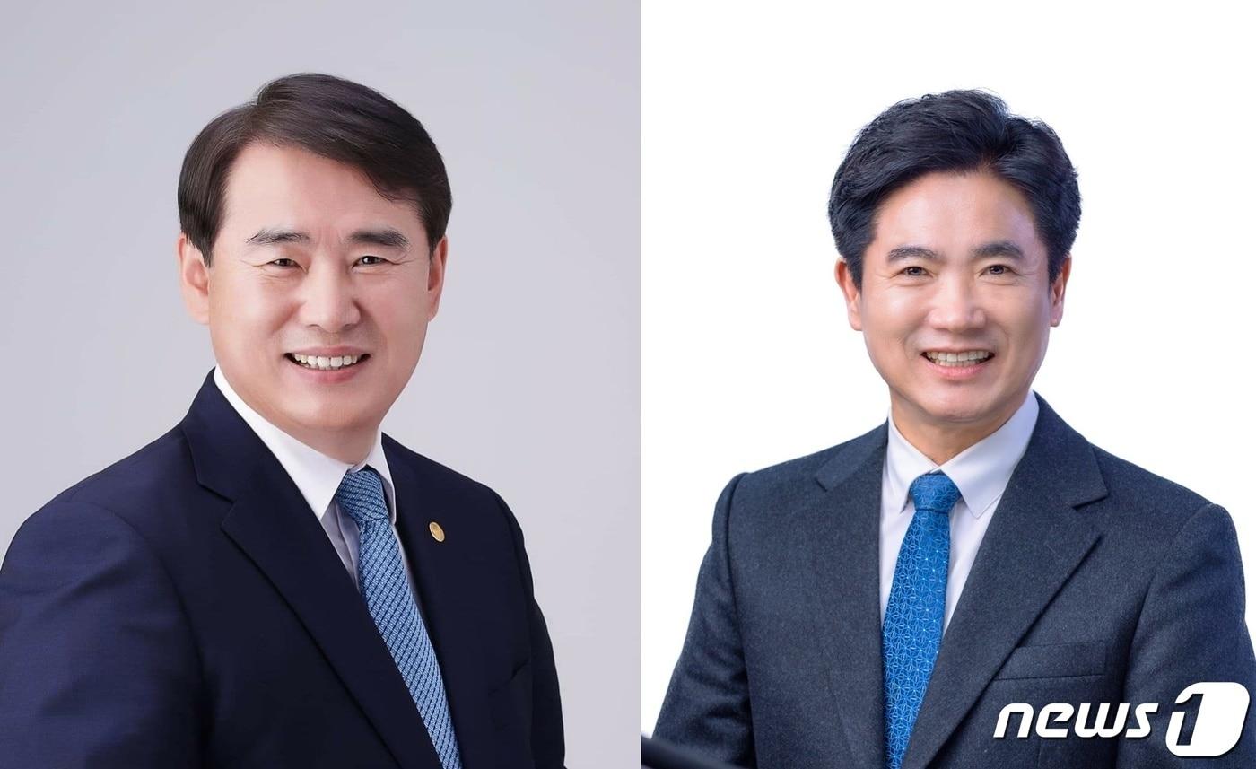 이정선 광주시교육감(왼쪽)과 김대중 전남도교육감/뉴스1