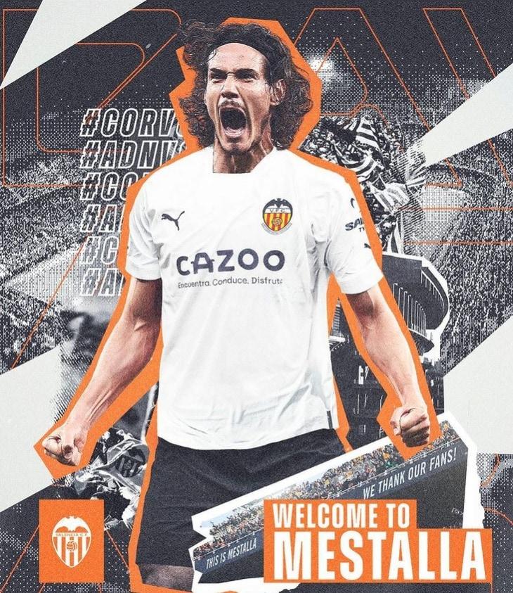 본문 이미지 - 스페인 프리메라리가 발렌시아에 입단한 카바니.(발렌시아 인스타그램 캡처)