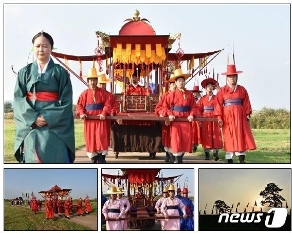 본문 이미지 - 충북 청주시의 '세종대왕과 초정약수축제' 초정행차 퍼레이드 모습.(청주시 제공).2022.8.6/ⓒ 뉴스1