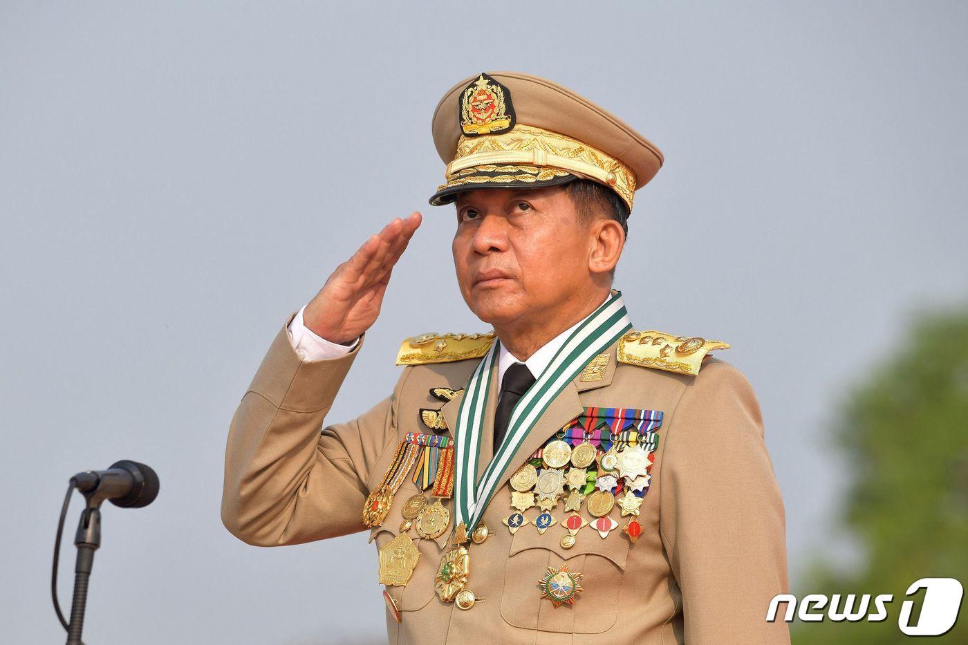 미얀마 군사정부 수장인 민 아웅 흘라잉 최고 사령관. ⓒ AFP=뉴스1 ⓒ News1 이유진 기자