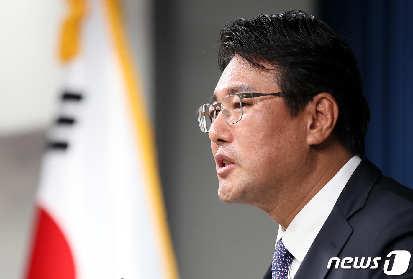 김태효 국가안보실 1차장이 15일 오후 용산 대통령실 청사에서 윤석열 대통령 해외 순방 관련 브리핑을 하고 있다. 2022.9.15/뉴스1 ⓒ News1 오대일 기자