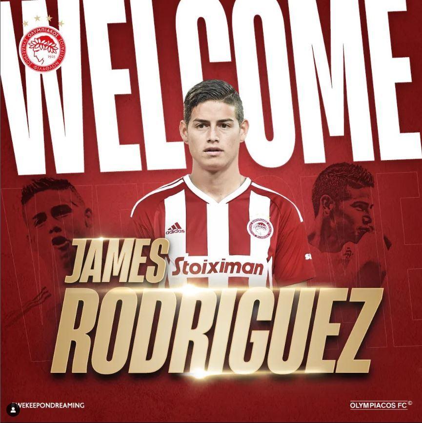 본문 이미지 - 올림피아코스에 입단한 하메스 로드리게스 (올림피아코스 SNS)