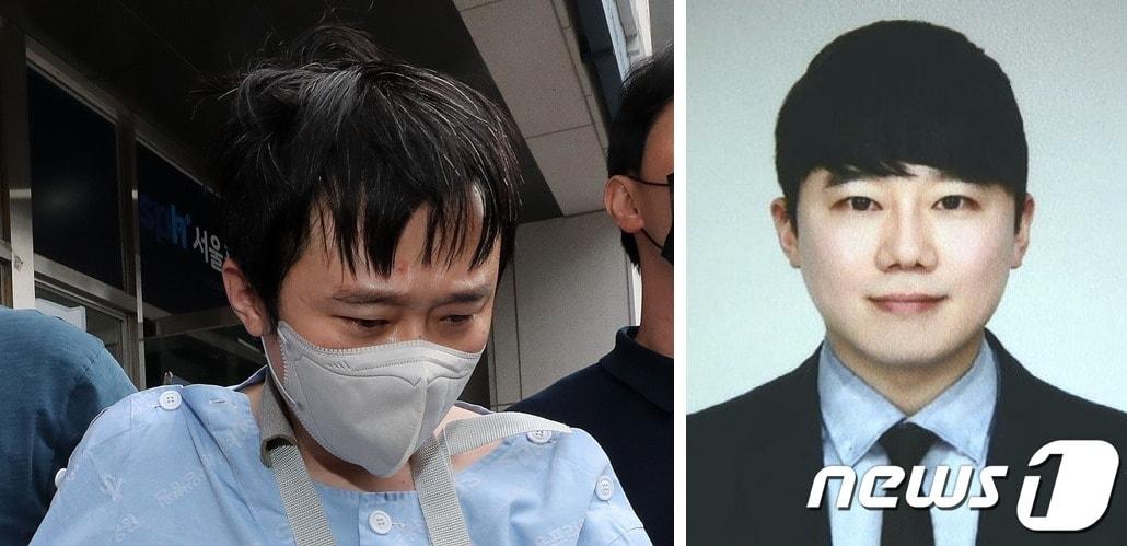 본문 이미지 - '신당역 살인' 피의자 전주환이 병원 치료를 마치고 호송되는 모습(왼쪽)과 경찰이 신상정보공개심의위원회를 통해 공개 결정한 전주환의 증명사진(오른쪽) ⓒ 뉴스1