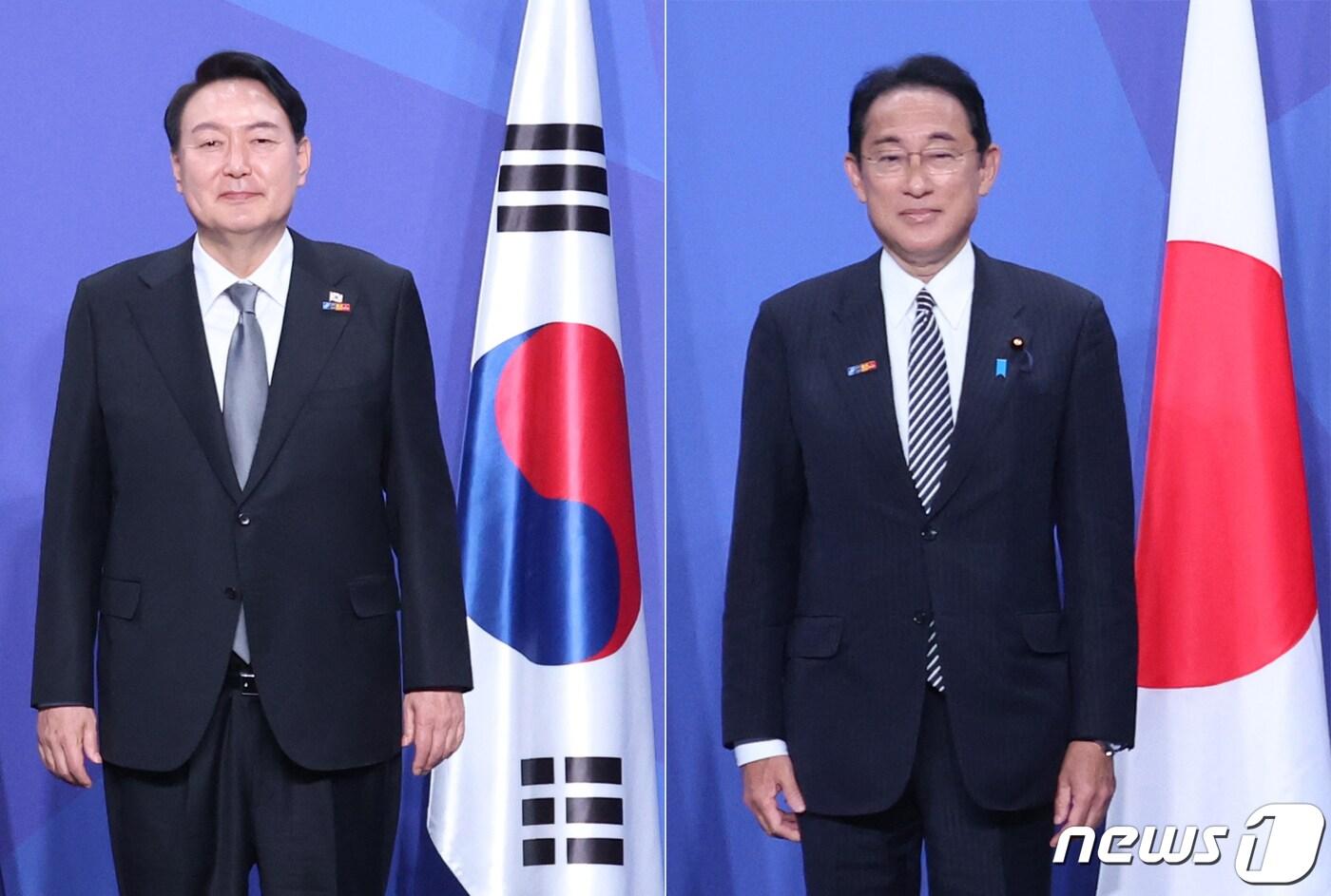 본문 이미지 - 뉴욕을 방문 중인 윤석열 대통령과 기시다 후미오(岸田文雄) 일본 총리. (뉴스1 DB) 2022.9.22/뉴스1