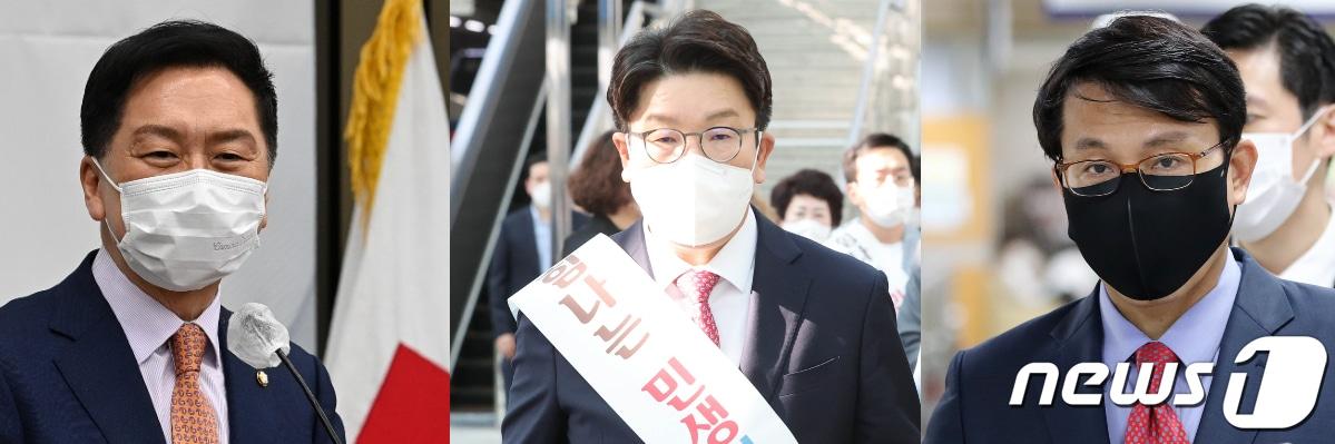 본문 이미지 - 국민의힘 당권 주자. 왼족부터 김기현 의원, 권성동 의원, 윤상현 의원.