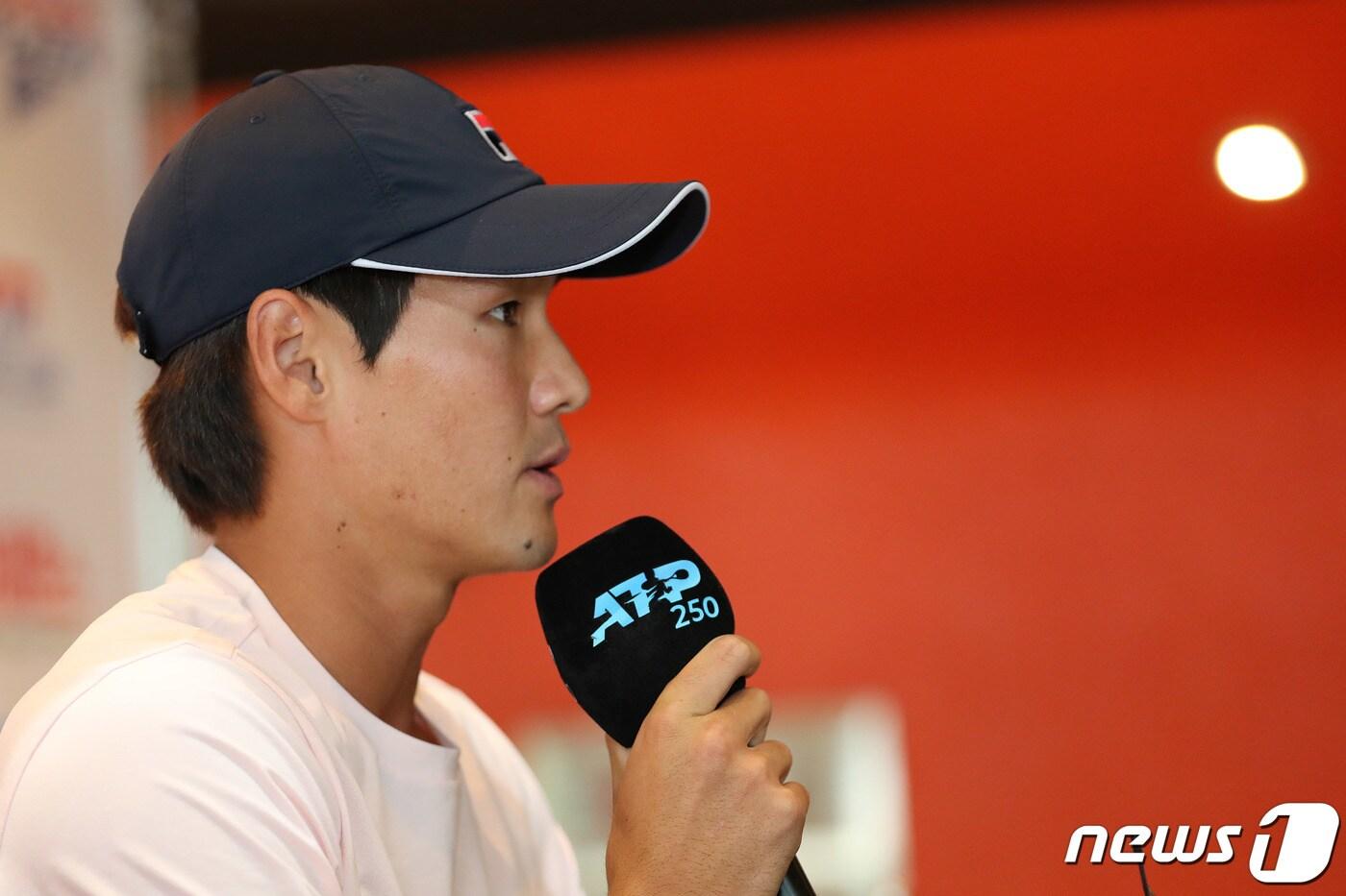 본문 이미지 - 2022 유진투자증권 코리아오픈테니스대회(ATP 250)에 출전하는 권순우 선수가 26일 서울 송파구 올림픽공원 올림픽홀 미디어실에서 기자회견을 하고 있다. 2022.9.26/뉴스1 ⓒ News1 박세연 기자
