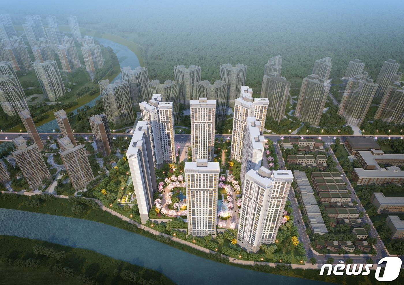 김해시 내덕동 67-1번지 일원에 공듭될 장기 민간 임대아파트 '용두지구 성원상떼빌' 조감도. (시공예정사 성원건설 제공)