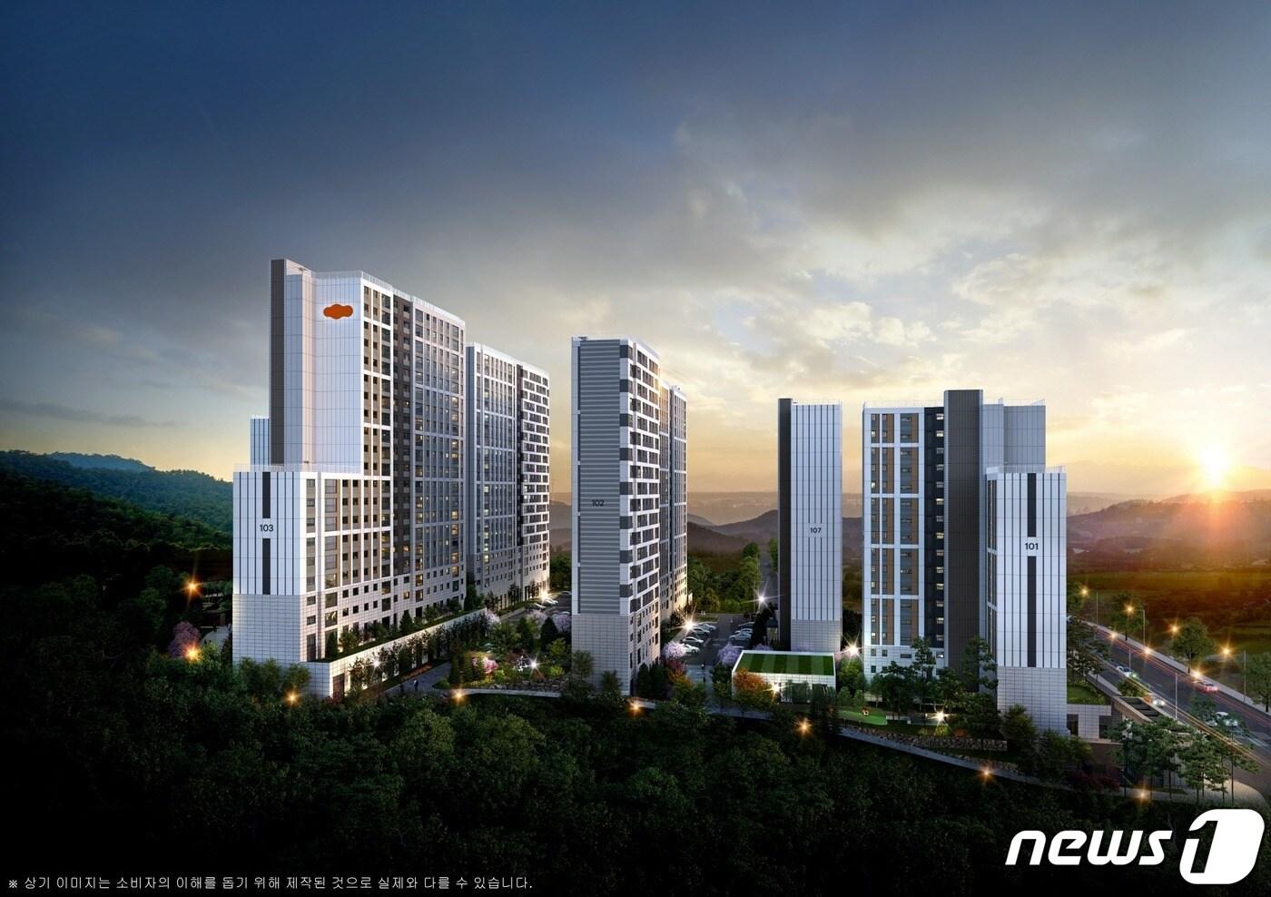 <strong>'e편한세상 옥천 퍼스트원'</strong><strong> 투시도</strong><strong>(</strong><strong>DL</strong><strong>건설</strong><strong> 제공)</strong> 