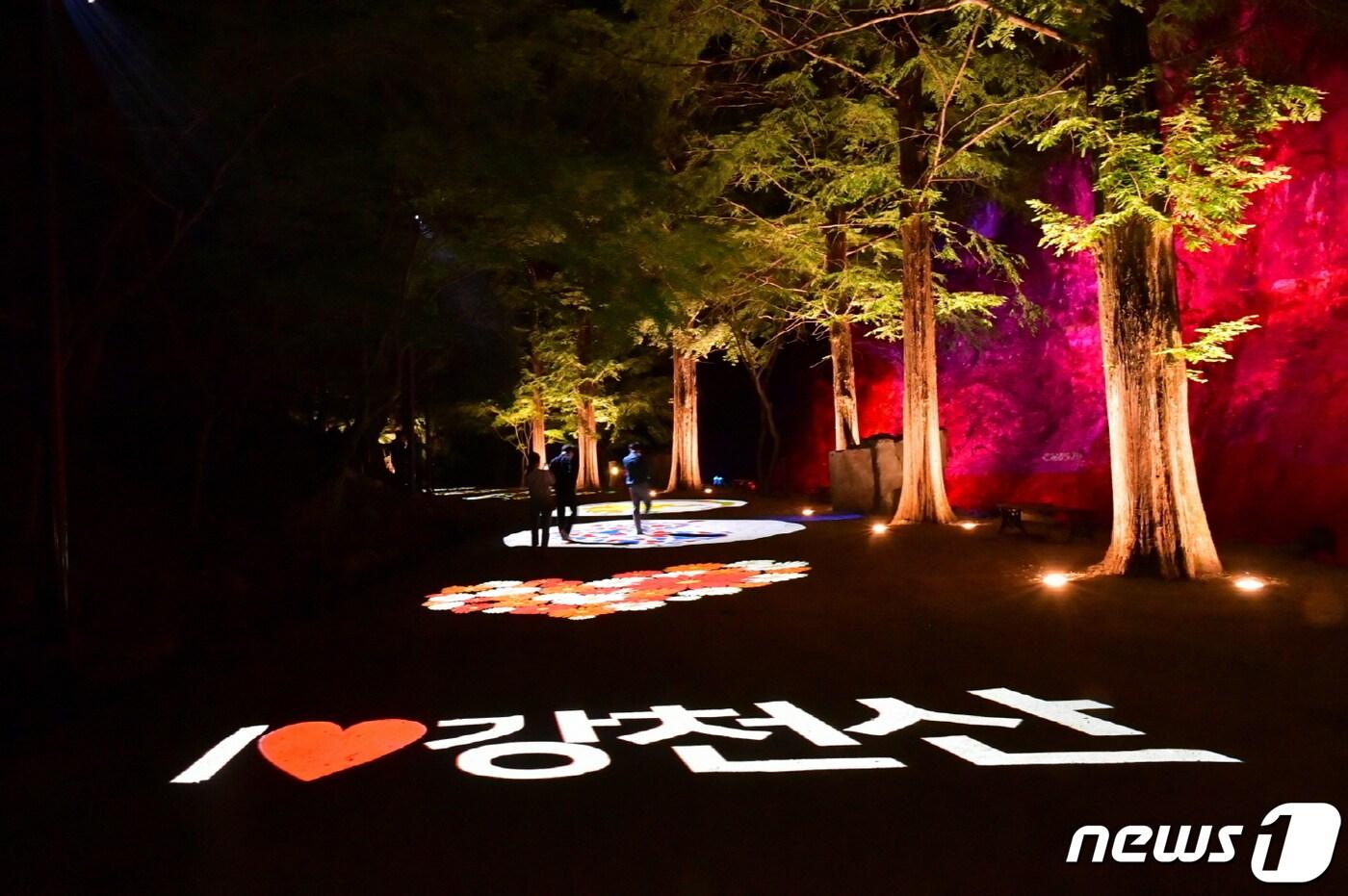 전북 순창의 대표 관광지 강천산 군립공원이 추석 연휴 기간 무료로 개방된다. 사진은 야간에 운영되는 &#39;강천산 단월여행&#39;의 한 장면.2022.9.5&#40;순창군 제공&#41;/뉴스1