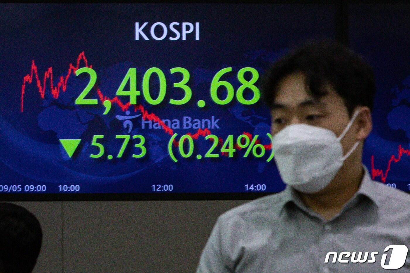 본문 이미지 - 서울 중구 명동 하나은행 딜링룸 전광판. 2022.9.5/뉴스1 ⓒ News1 유승관 기자