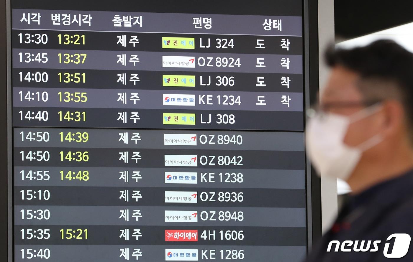 본문 이미지 - 서울 강서구 김포공항 국내선 청사 모니터. 2022.9.6 ⓒ 뉴스1 