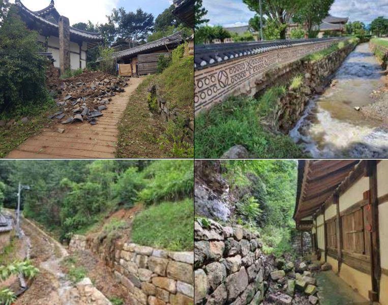 본문 이미지 -  태풍 '힌남노'로 피해를 본 경주 양동마을. (문화재청 제공)