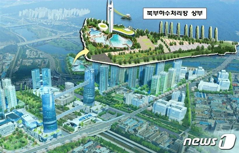 본문 이미지 - 대구시가 7일 서대구 역세권 개발 핵심인 서대구 하·폐수처리장 통합지하화 사업의 협상대상자로 GS컨소시엄을 선정했다. 이 사업은 4개 하.폐수처리장을 지하화하고 위에는 공원을 조성하는 것이다. 사진은 서대구 하·폐수통합지하화 조감도(대구시 제공)