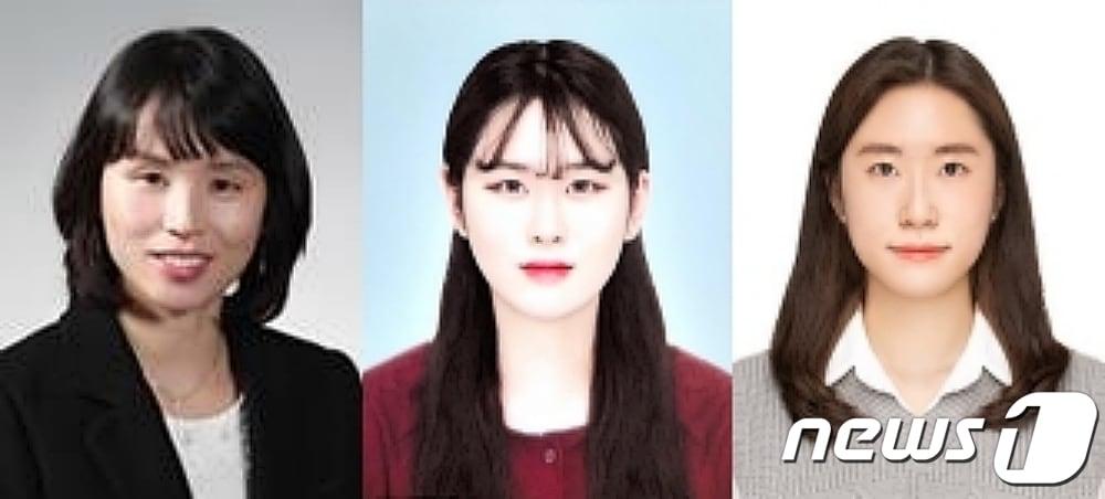 본문 이미지 - 전기적 신호를 통해 고추와 메론의 상태를 조기 진단할 방법을 개발한 충북대학교 환경생명화학과 박진희 교수 연구팀. 왼쪽부터 박진희 교수, 농화학과 석사 2년 김한나, 농화학과 석사 2년 석영주,(충북대 제공)/뉴스1