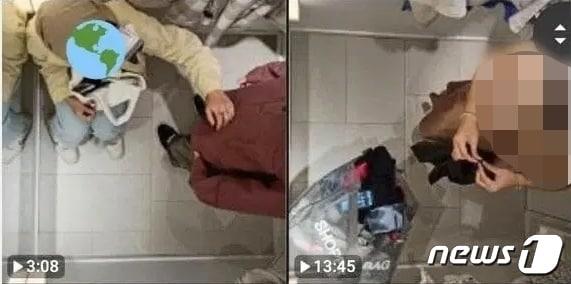 본문 이미지 - 말레이시아 쿠알라룸푸르의 한 H&M 매장에서 찍힌 것으로 추정되는 탈의실 불법촬영물. (월드오브버즈 갈무리)
