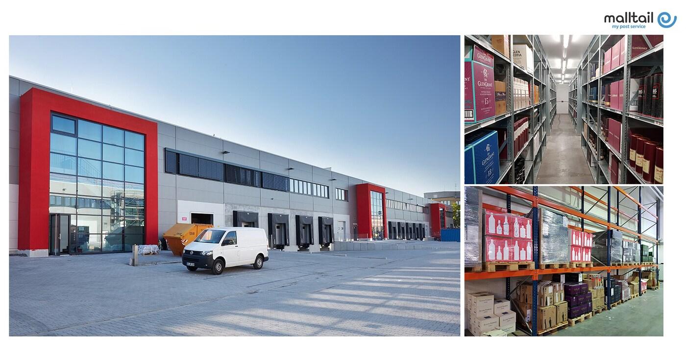  독일 프랑크푸르트 몰테일 물류센터(왼쪽) 구매대행 인기상품 주류 이미지(커넥트웨이브 제공)