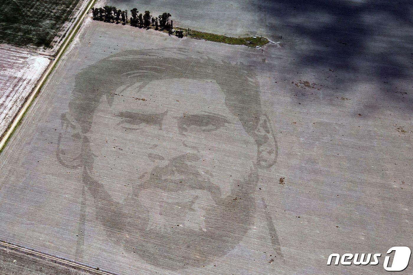 아르헨티나 코르도바 바예스테로스 지역 옥수수밭 위를 찍은 항공사진. 리오넬 메시 얼굴 형상이 선명하다. 2023. 1. 20. ⓒ AFP=뉴스1 ⓒ News1 최서윤 기자