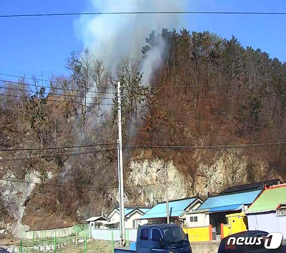 본문 이미지 - 28일 오전 10시16분쯤 경북 포항시 구룡포읍의 한 야산에서 원인을 알 수 없는 불이 나 소방당국이 52분 만에 큰 불길을 잡았다.(경북소방본부 제공)/뉴스1