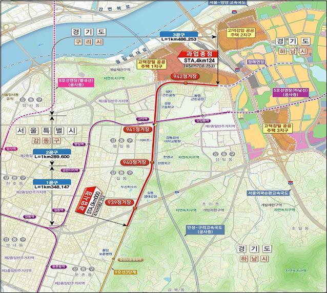 본문 이미지 - 9호선 4단계 노선도(국토교통부 제공)