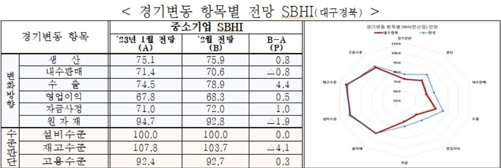 본문 이미지 - 대구·경북 경기변동 항목별 전망 SBHI