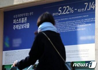 본문 이미지 - 서울 시내 은행 주택담보대출 현수막 모습 ⓒ News1 김진환 기자