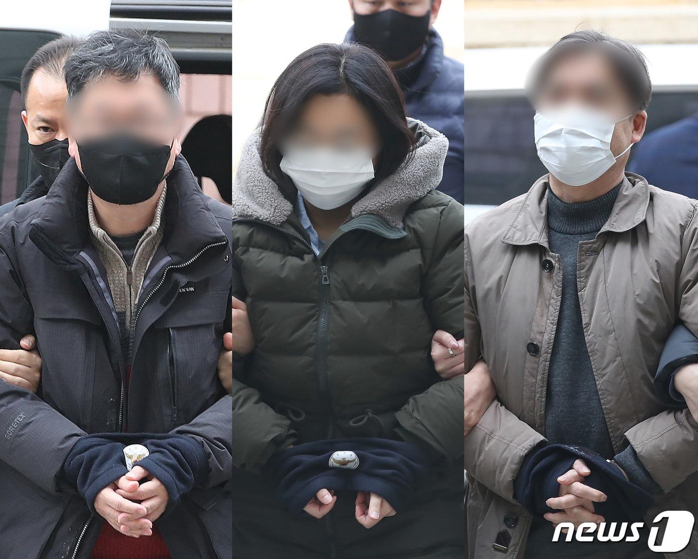 본문 이미지 - '창원 간첩단 사건'에 연루돼 국가보안법 위반 혐의를 받고 있는 경남진보연합 관계자들이 영장실질심사를 받기 위해 서울중앙지법에 출석하고 있다. 2023.1.31/뉴스1 ⓒ News1 임세영 기자