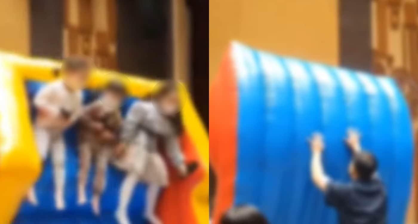 본문 이미지 - 튜브형 바이킹을 직원이 수동으로 밀어 올리는 모습. (MBC 갈무리)