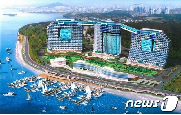 본문 이미지 - 민선 8기 춘천시가 재추진한 의암호 관광휴양시설&마리나 조성사업 조감도.(뉴스1 DB)