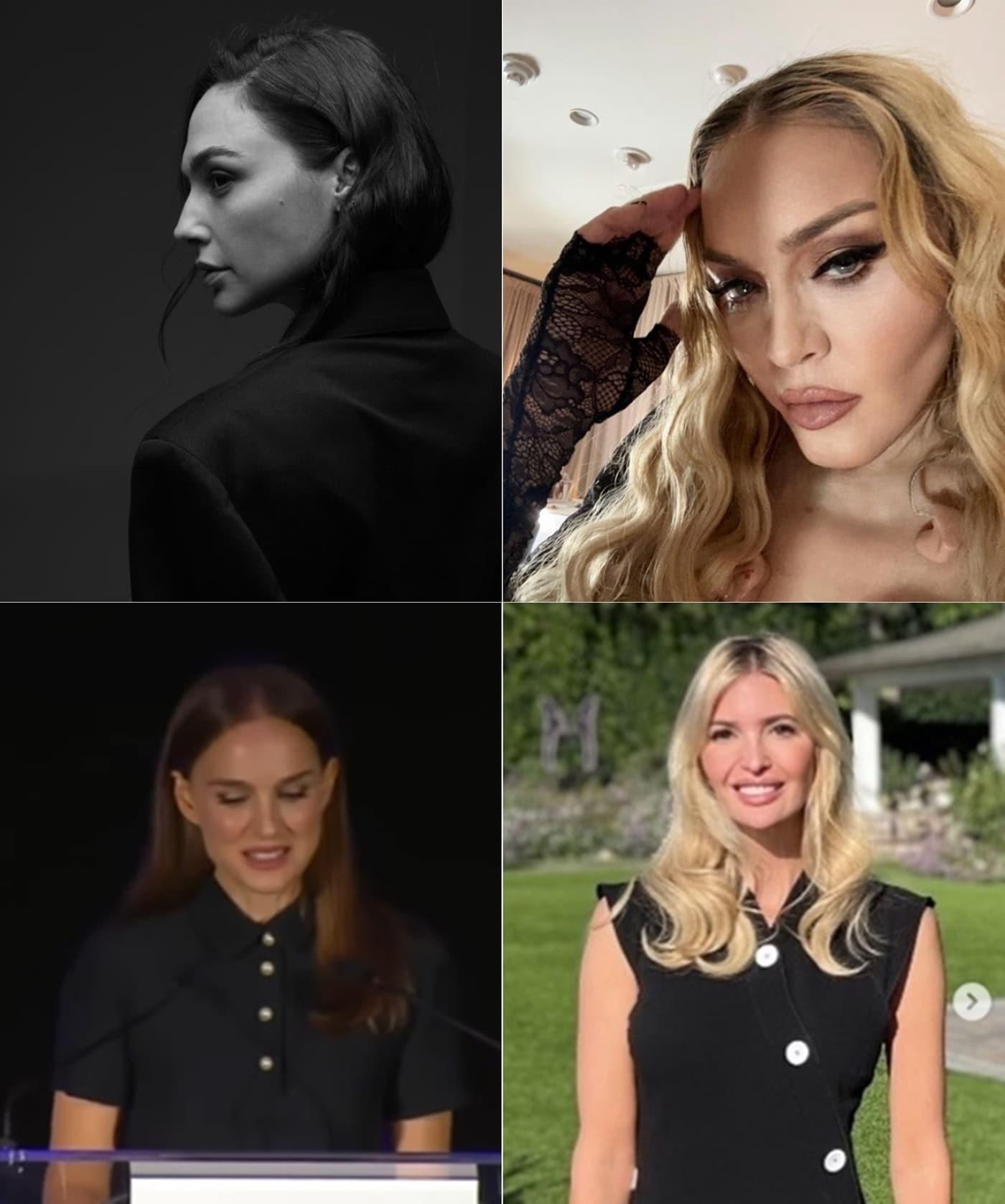 본문 이미지 - 겔 가돗, 마돈나, 이방카 트럼프, 나탈리 포트만(왼쪽 위 시계 방향으로)이 이스라엘을 공개 지지하고 나섰다. 인스타그램 갈무리