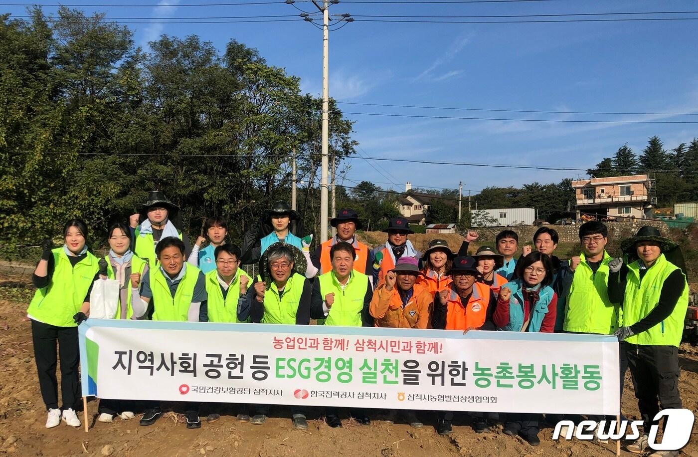 본문 이미지 - 농협중앙회 삼척시지부, 11일 삼척농협, 한전 삼척지사, 건강보험공단 삼척지사와 농촌일손돕기 봉사.(농협 삼척시지부 제공)