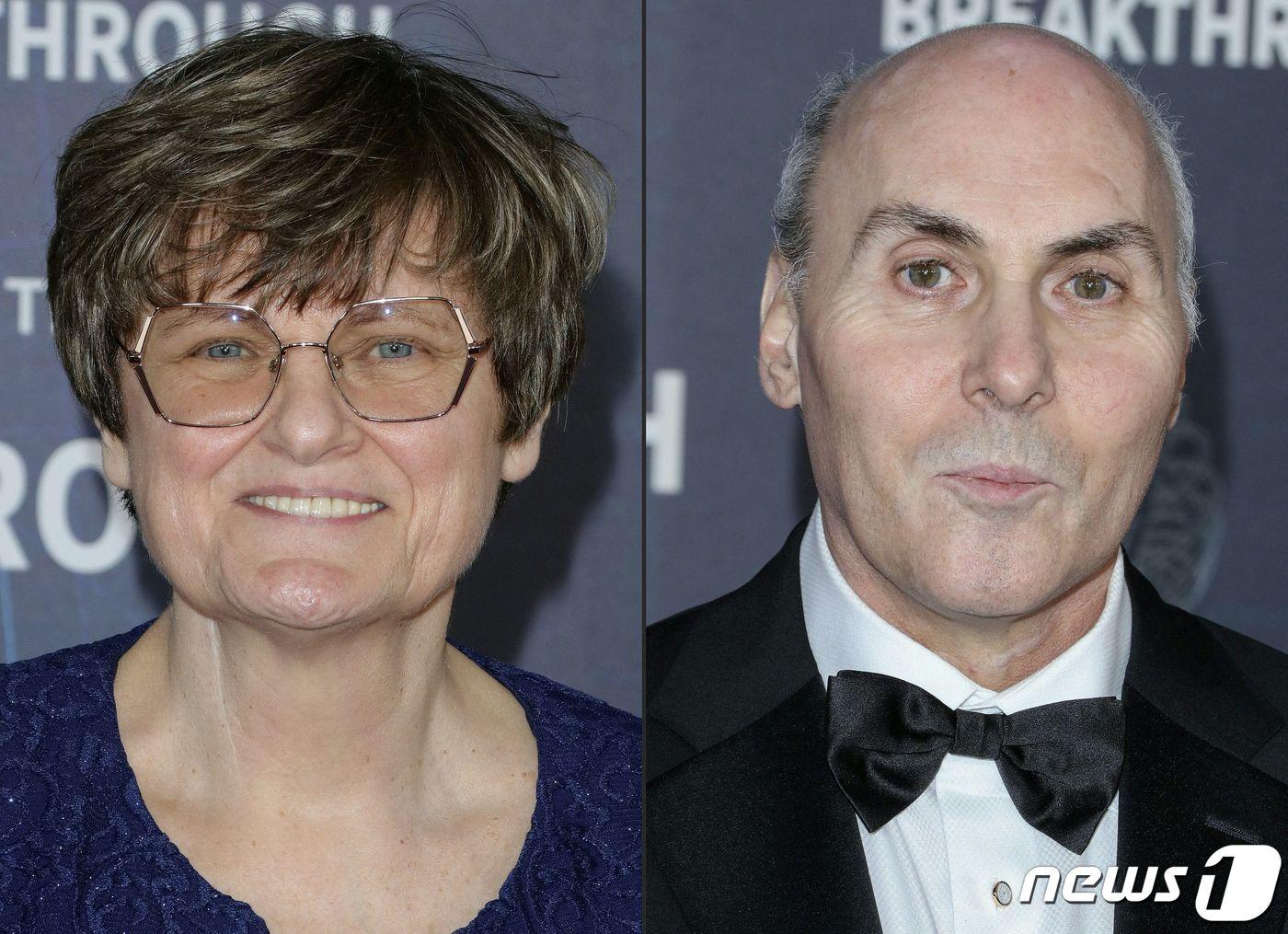 본문 이미지 - 2일 노벨 생리의학상을 공동 수상한 헝가리인 카탈린 카리코(68·여) 박사와 미국인 드류 와이즈먼(64) 박사의 모습. 이들은 메신저리보핵산(mRNA) 기술을 개발해 코로나19 백신 상용화를 앞당겼다는 평가를 받았다. 2023.10.2. ⓒ AFP=뉴스1 ⓒ News1 김성식 기자