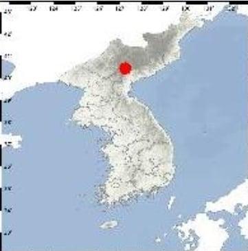 본문 이미지 - 기상청은 20일 오전 0시30분12초에 북한 함경남도 장진 북쪽 10㎞ 지역에서 규모 2.8의 지진이 발생했다고 밝혔다. (기상청 제공) ⓒ 뉴스1