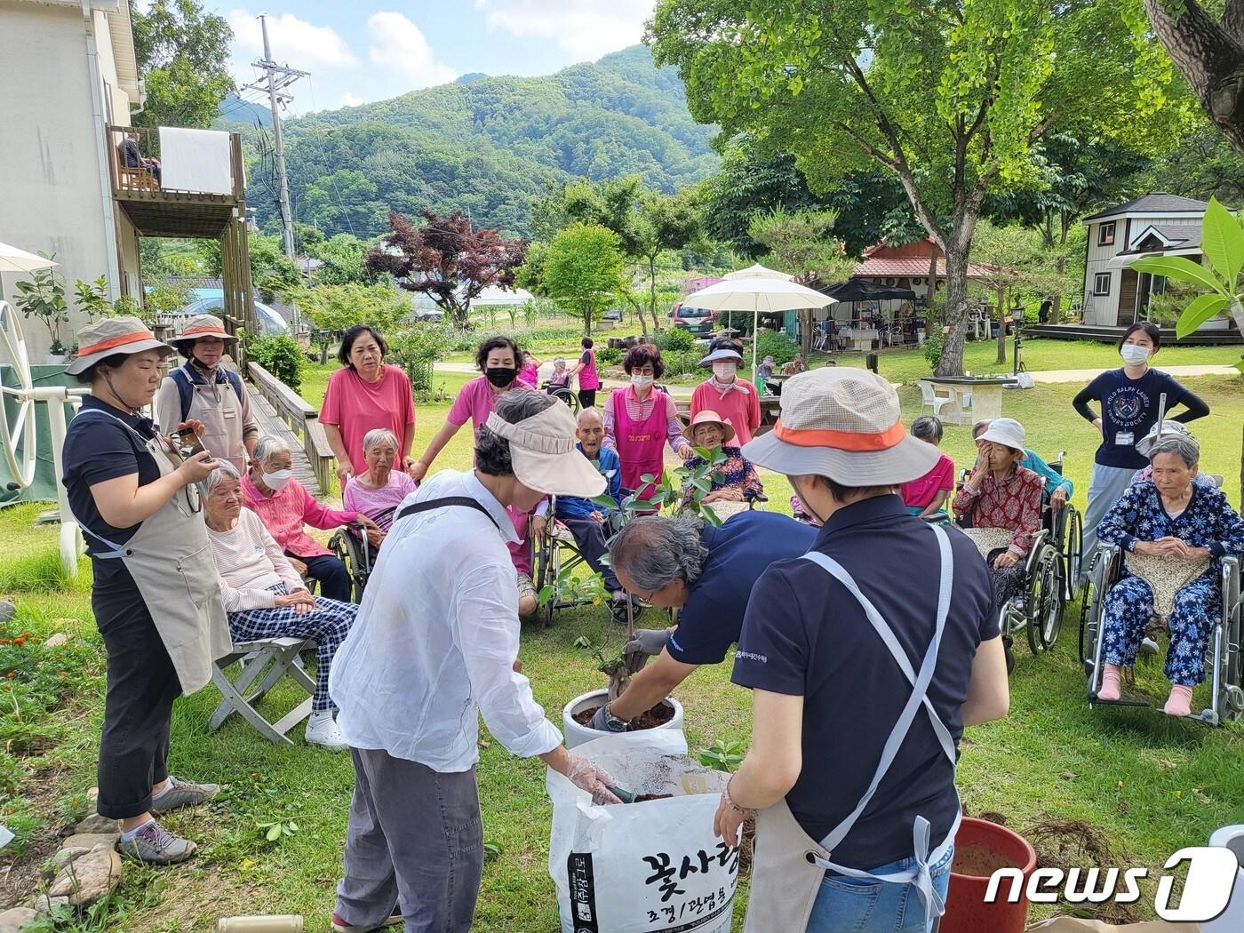 본문 이미지 - 지난해 금산 인삼골건강마을이 개최한 녹색자금 나눔 숲 돌봄프로그램 모습.(금산군 제공)/ 뉴스1 