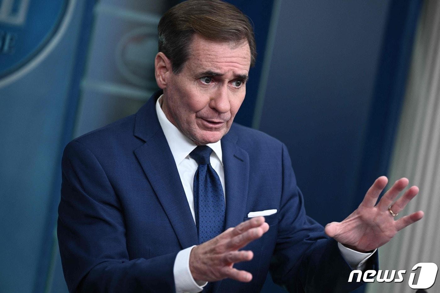 본문 이미지 - 존 커비 백악관 NSC 전략소통조정관. 2023.10.25 ⓒ AFP=뉴스1 ⓒ News1 우동명 기자