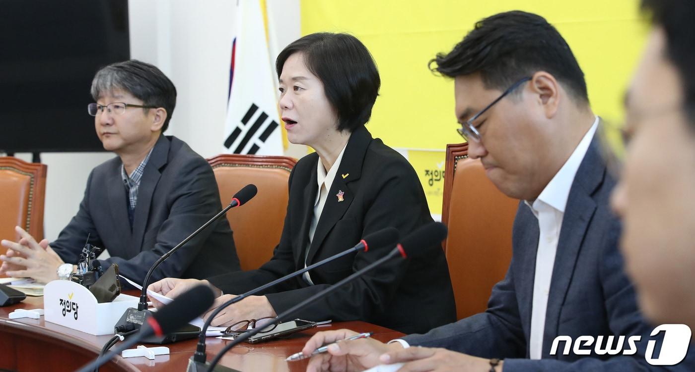 본문 이미지 - 이정미 정의당 대표가 29일 오전 서울 여의도 국회에서 열린 취임 1주년 기자간담회에서 발언을 하고 있다. 2023.10.29/뉴스1 ⓒ News1 임세영 기자