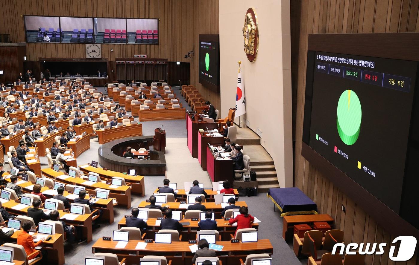 본문 이미지 - 6일 오후 서울 여의도 국회에서 열린 제410회 국회(정기회) 제9차 본회의. 2023.10.6/뉴스1 ⓒ News1 임세영 기자