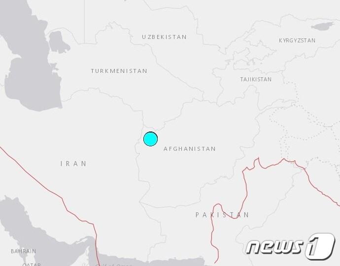 본문 이미지 - 아프가니스탄 서부에서 7일 오전 11시11분&#40;한국시간 3시41분&#41;께 규모 6.3의 지진이 발생했다.&#40;미 지질조사국 갈무리&#41;.