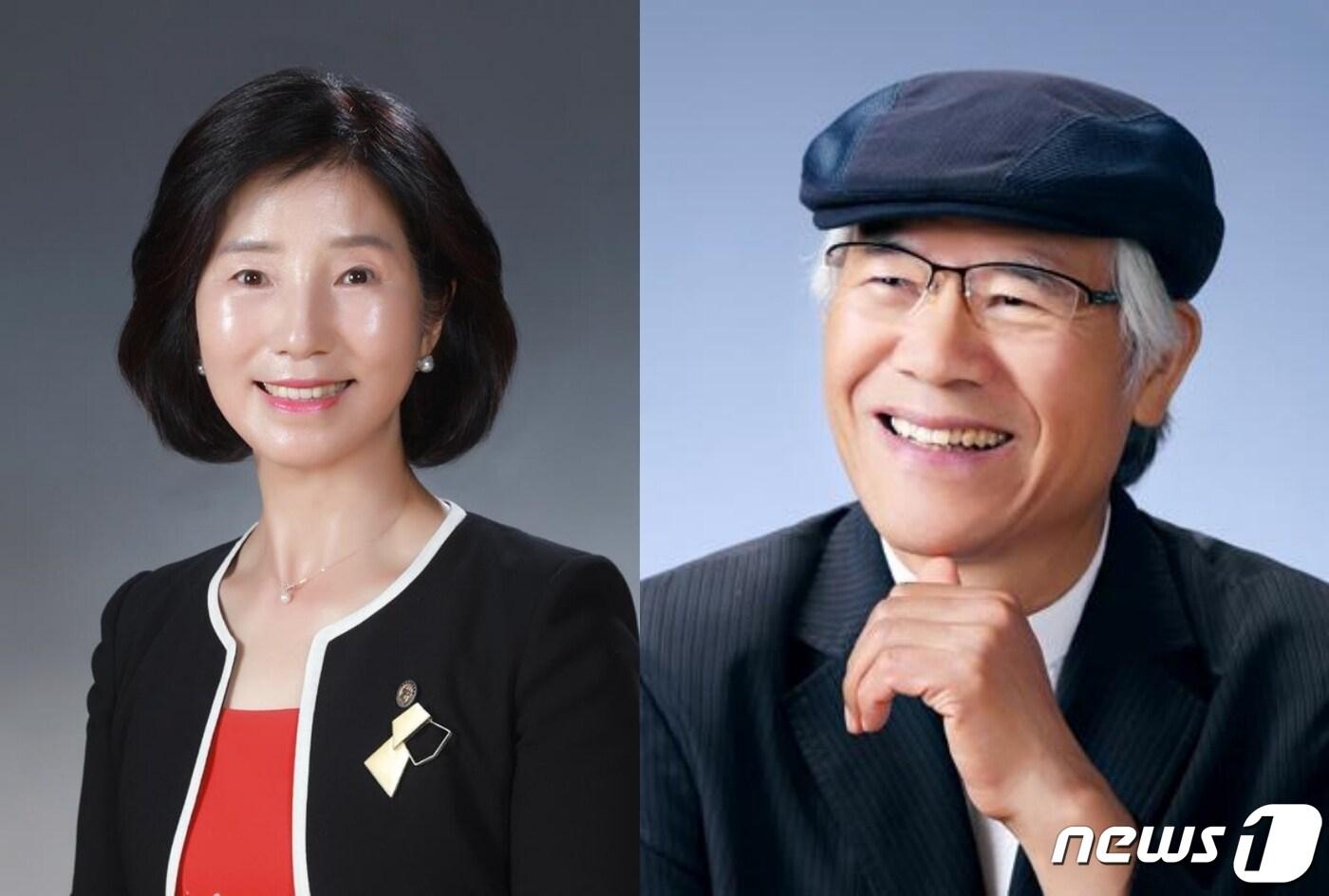 손희순 청주 봉명초등학교 교장(왼쪽)이 (사)한국교육삼락회총연합회가 주는 한국사도대상을 수상한다. 이기원 전 증평여중 교장은 교육삼락봉사상을 받는다./뉴스1