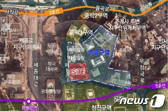 본문 이미지 -  종로구 수송동 146-2 일대 위치도(서울시 제공).