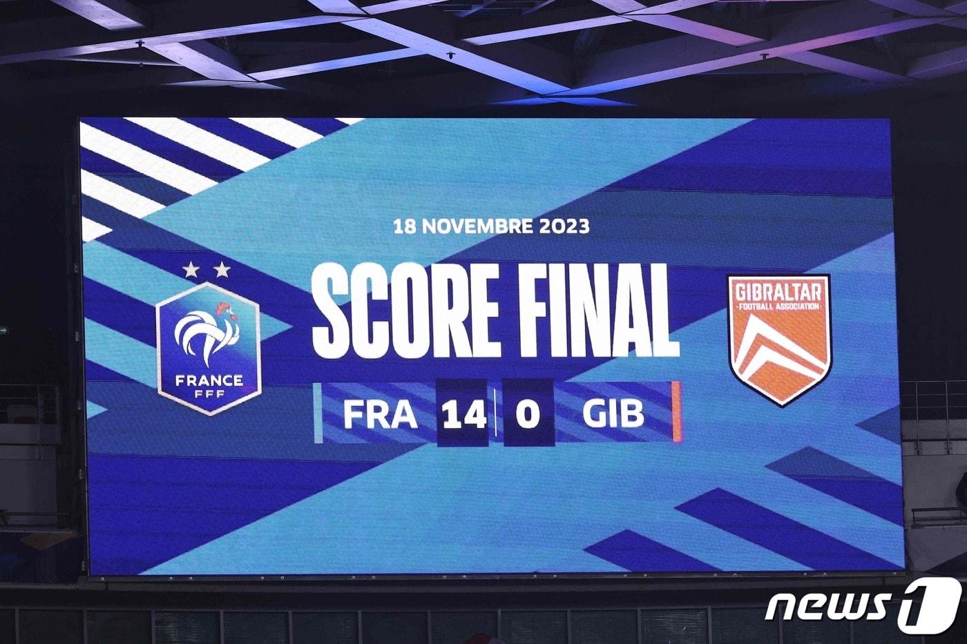 지브롤터를 상대로 14골 차 승리를 따낸 프랑스. ⓒ AFP=뉴스1