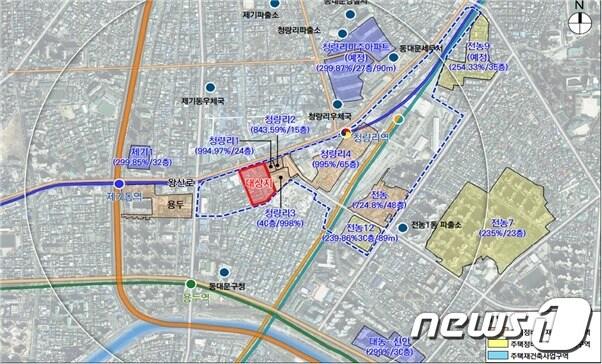 본문 이미지 - 서울 동대문구 용두동 14-1번지 일대 위치도(서울시 제공). 
