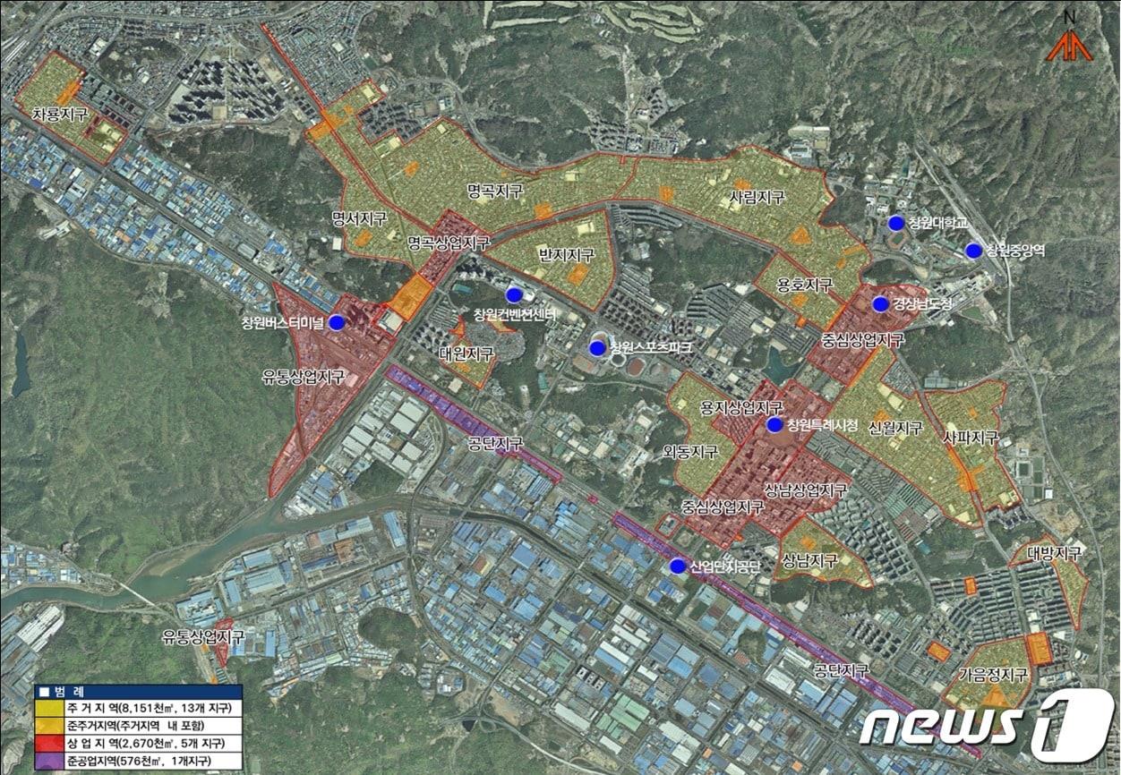 본문 이미지 - 창원 배후도시 지구단위계획구역도.(창원시 제공)