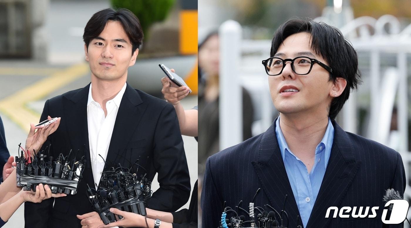 과거 성폭행 혐의를 받은 이진욱과 현재 마약 투약 혐의를 받고 있는 지드래곤은 경찰 조사를 받기 위해 출두하며 여유로운 표정으로 무혐의에 대한 자신감을 내비쳤다. 이진욱은 무혐의 불기소처분을 받았고, 지드래곤의 혐의에 대해서는 현재 수사가 진행 중이다. 지드래곤은 혐의를 전면 부인하고 있다. ⓒ News1 DB