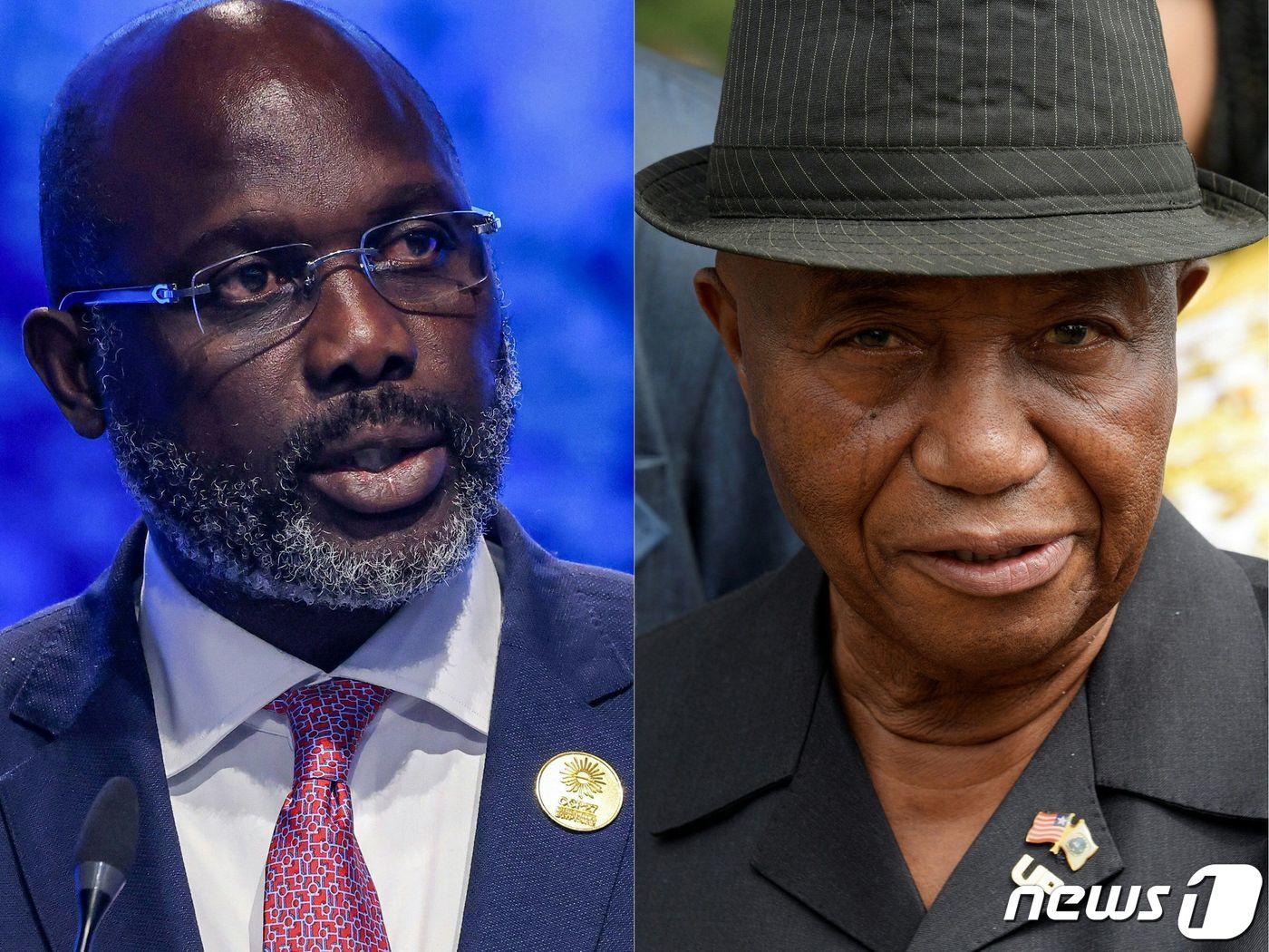 본문 이미지 - 조지프 보아카이 전 부통령(오른쪽)과 조지 웨아(57) 현 대통령(왼쪽). ⓒ AFP=뉴스1 ⓒ News1 김예슬 기자