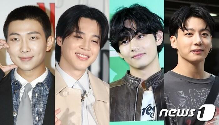 본문 이미지 - 방탄소년단 RM, 지민, 뷔, 정국(왼쪽부터) ⓒ 뉴스1 DB