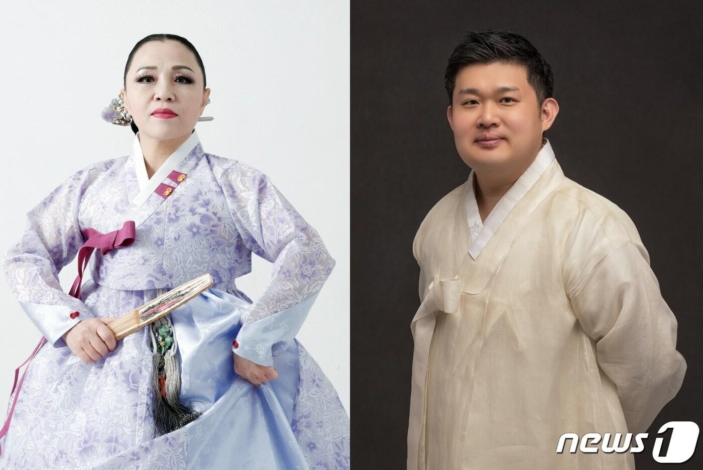 본문 이미지 - 2023년 임방울국악상 본상 수상자 모보경씨(왼쪽)와 특별상 수상자 김승호씨.(광주시 제공)/뉴스1 